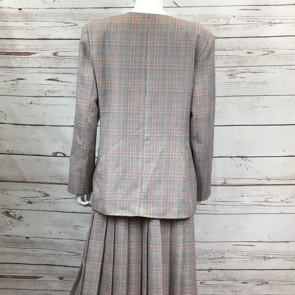 Vtg J.G Hook Black, Red, & White Plaid Skirt Suit - Picture 5 of 7